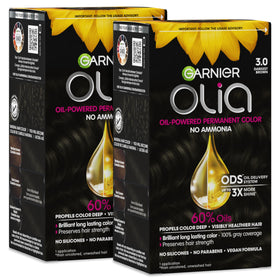 Garnier Olia front packaging showing shade 3.0 and benefits
