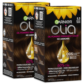 Garnier Olia front packaging showing shade and benefits for vibrant color