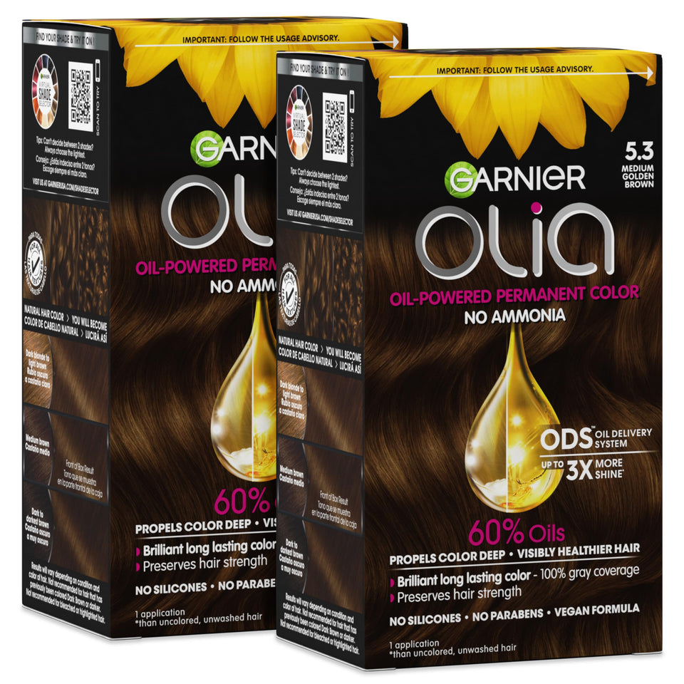 Garnier Olia front packaging showing shade and benefits for vibrant color