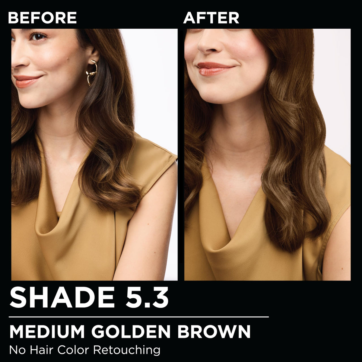 Garnier Olia before and after hair transformation showing richer color