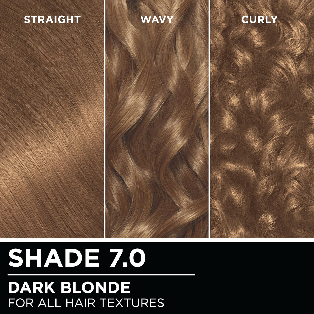 Before and after hair image using Garnier Olia showing improved shine and coverage