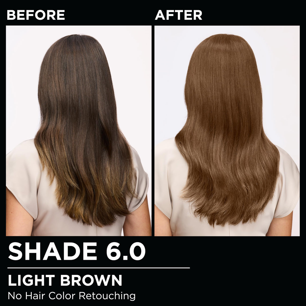 Garnier Olia color swatches displaying the medium brown 6.0 shade variation