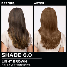 Garnier Olia color swatches displaying the medium brown 6.0 shade variation