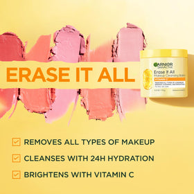 Garnier open jar revealing creamy balm, highlights hygienic packaging and solid texture