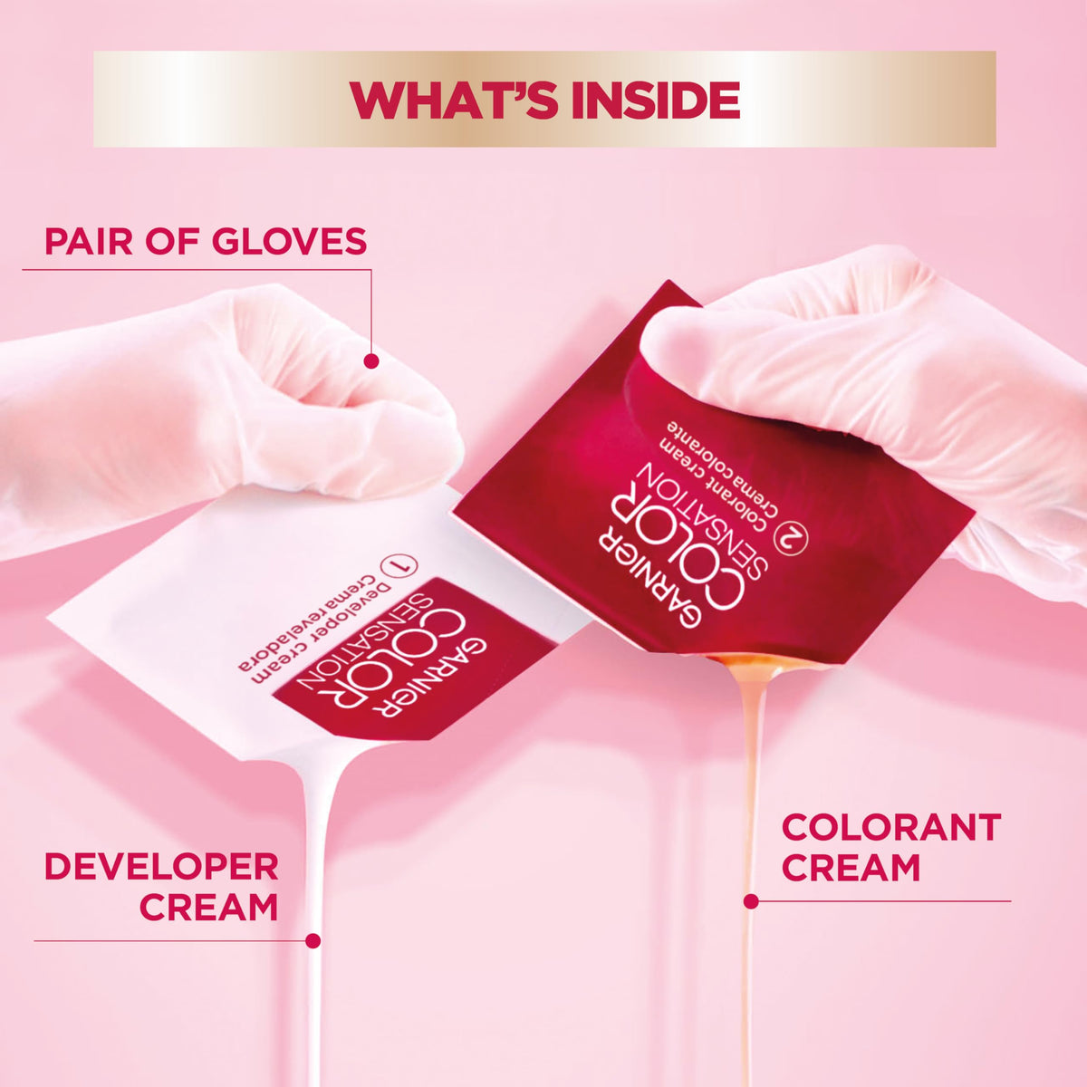 Garnier sachet held in hand illustrating single-use portion size