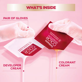 Garnier sachet held in hand illustrating single-use portion size