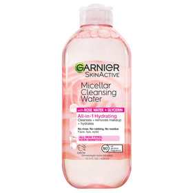 Garnier front packaging showing bottle and label, clear hydration benefit