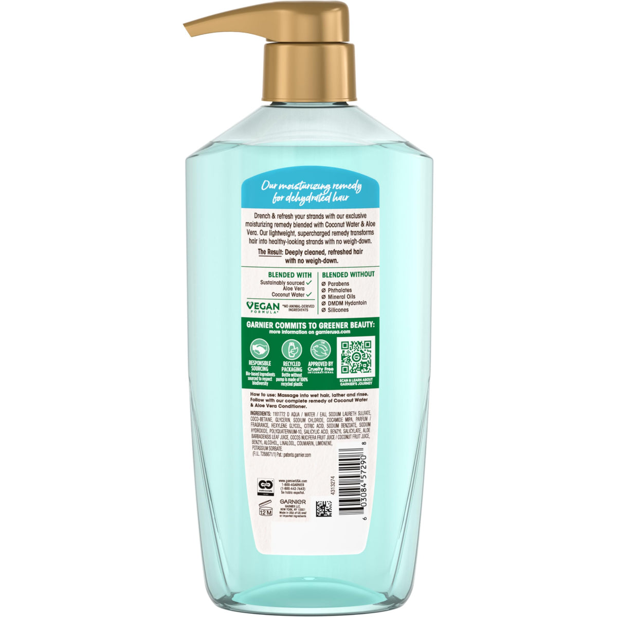 28 fl oz bottle beside everyday items with Garnier brand, illustrates generous size and value