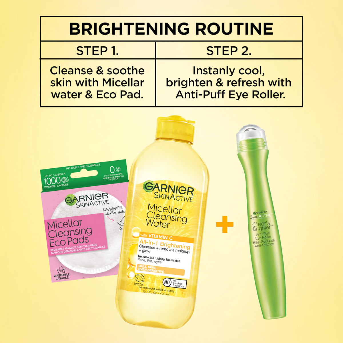 Garnier size comparison on hand showing portable 0.5 fl oz benefit