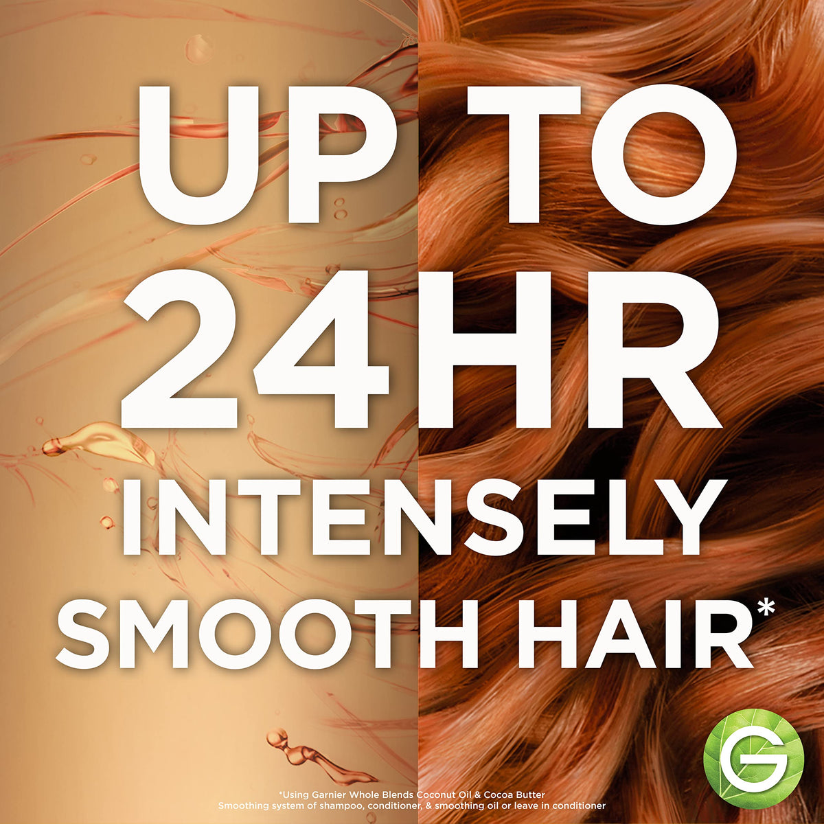 Garnier conditioner being poured in hand to show easy detangling benefit