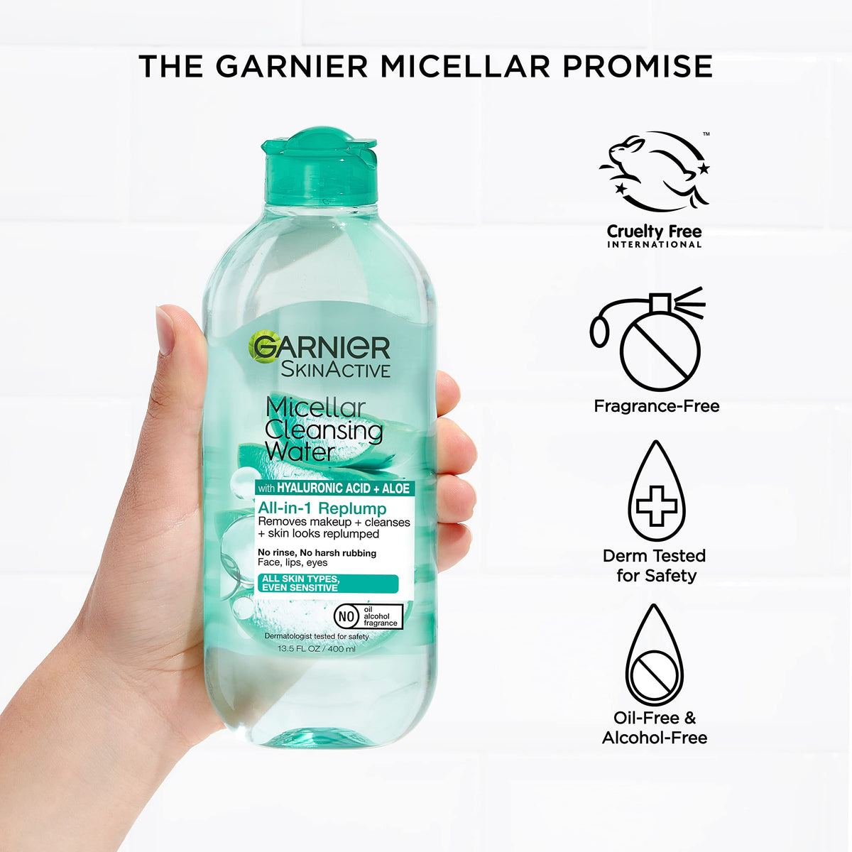 Garnier bottle beside reusable eco pad illustrating sustainable cleansing option