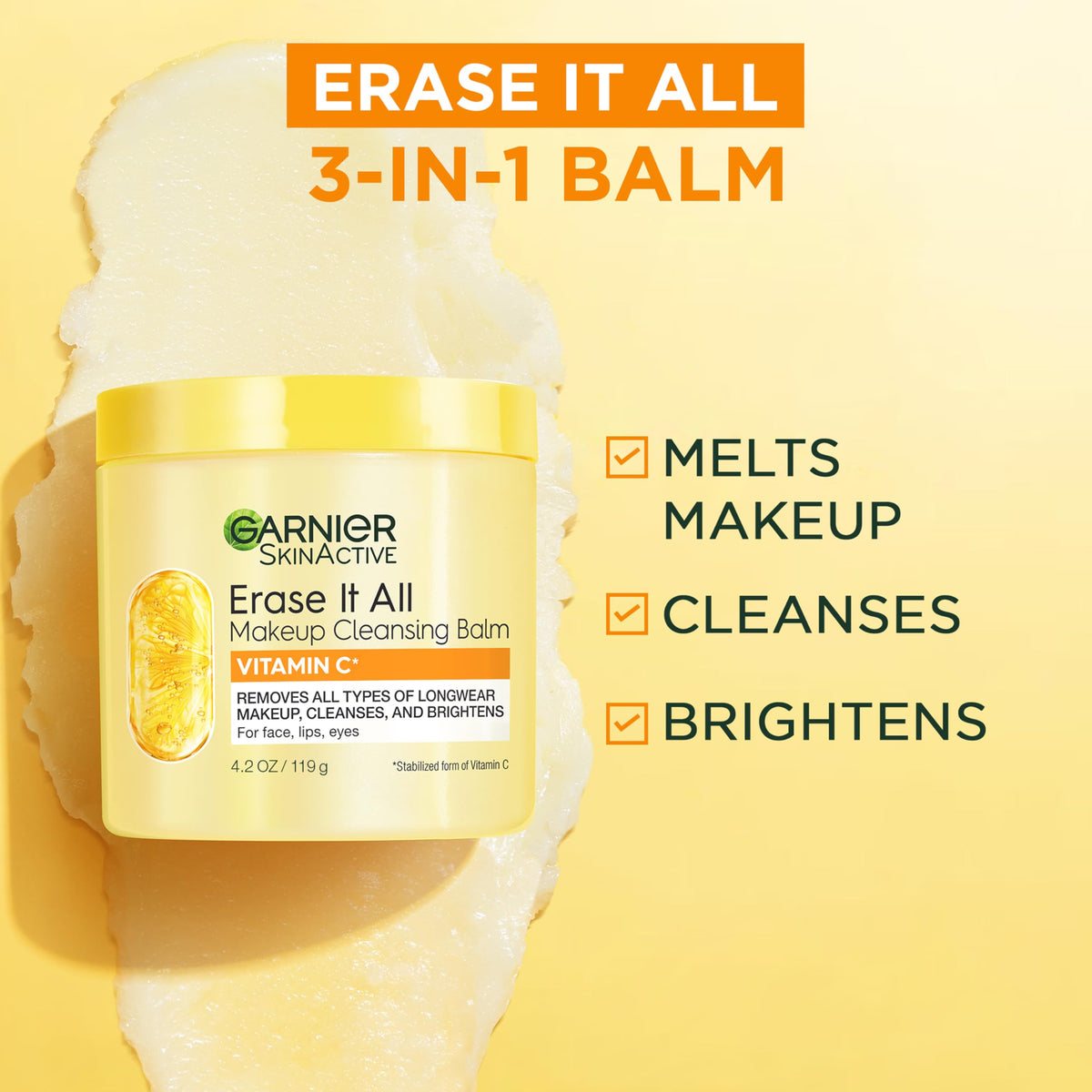 Garnier texture closeup of balm melting to oil, demonstrates smooth application benefit