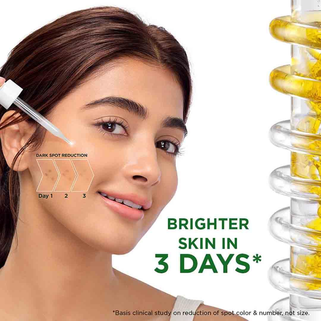 Garnier texture pouring from dropper showing smooth absorbent serum consistency