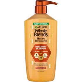 Garnier Whole Blends front packaging showing honey treasures and benefit