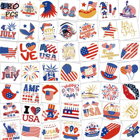 Garsellen front packaging showing 180 patriotic temporary tattoos, ideal for parties