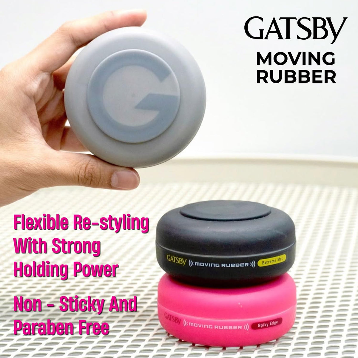 Gatsby product with ingredient visual emphasizing moisturizing benefit