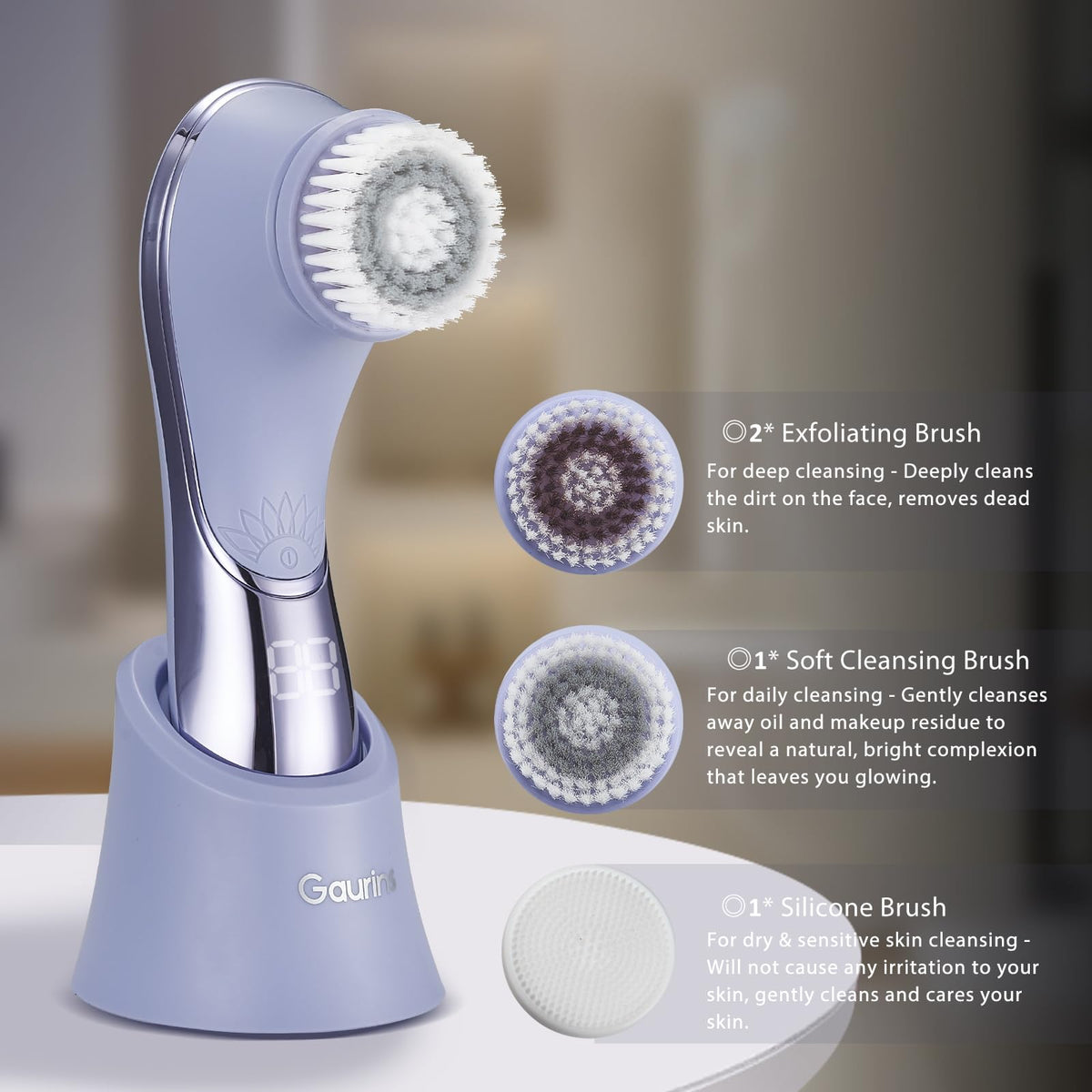 Gaurins device closeup of rotating head and casing highlighting durable waterproof build