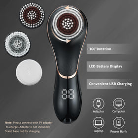 Gaurins facial brush used in shower lifestyle scene, IPX7 waterproof for effortless use