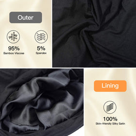 GB Selected bonnet worn by model with curly hair for overnight protection