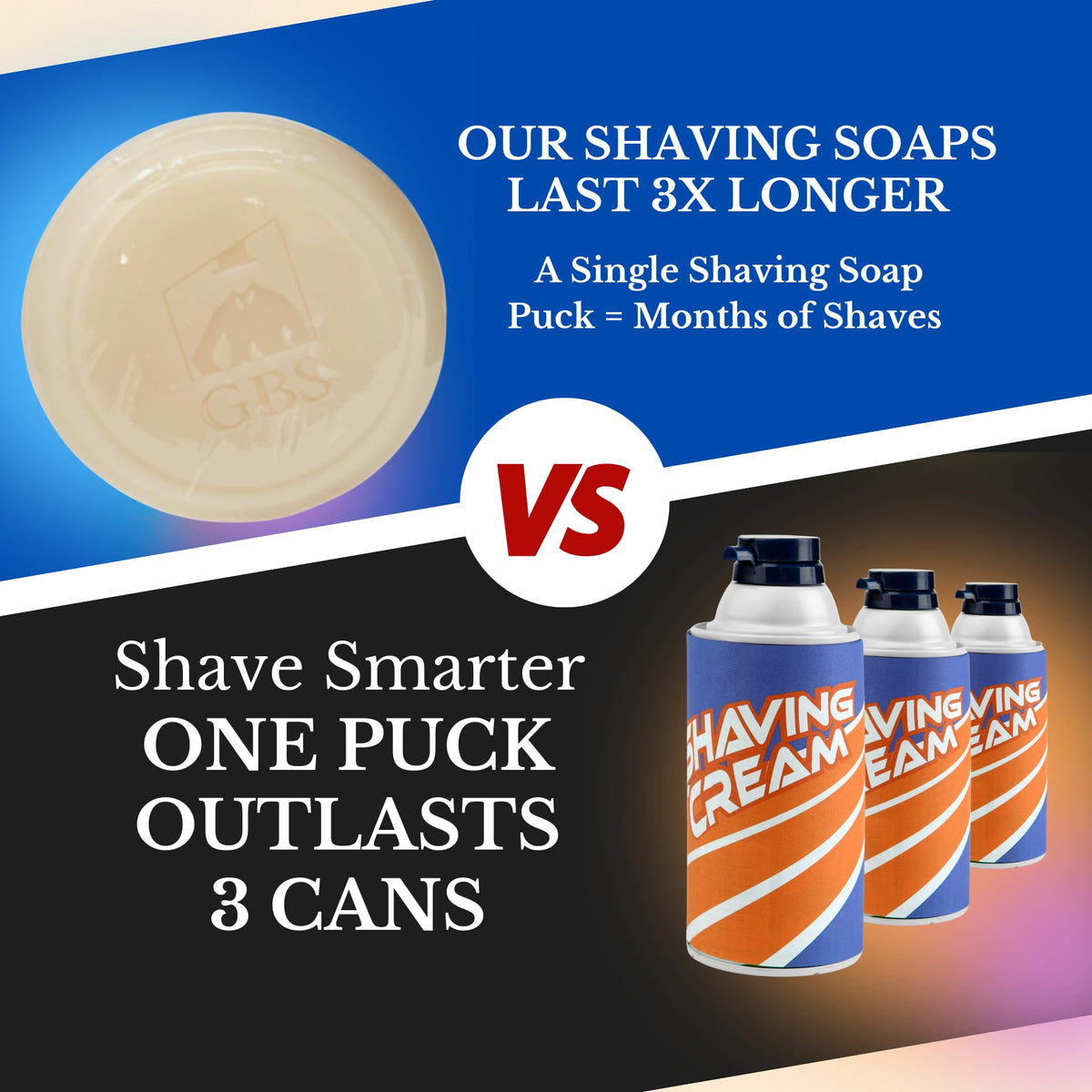 G.B.S soap beside a coin for scale showing compact 3oz size and packable benefit