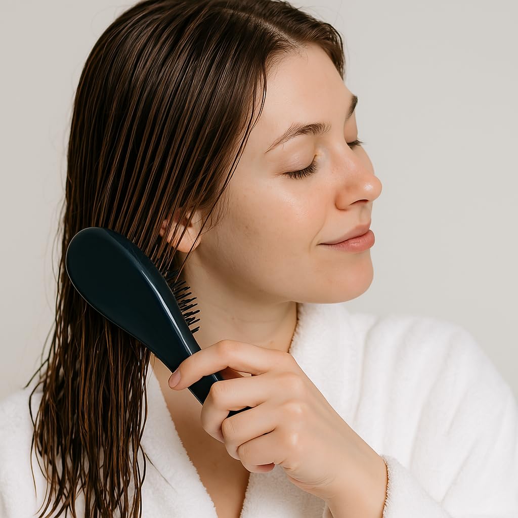 G.B.S detangling wet hair smoothly for faster post-shower styling