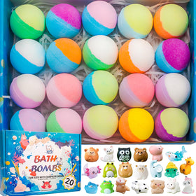 GDXINYES front packaging of 20 bath bombs showing colorful box and contents for easy gifting