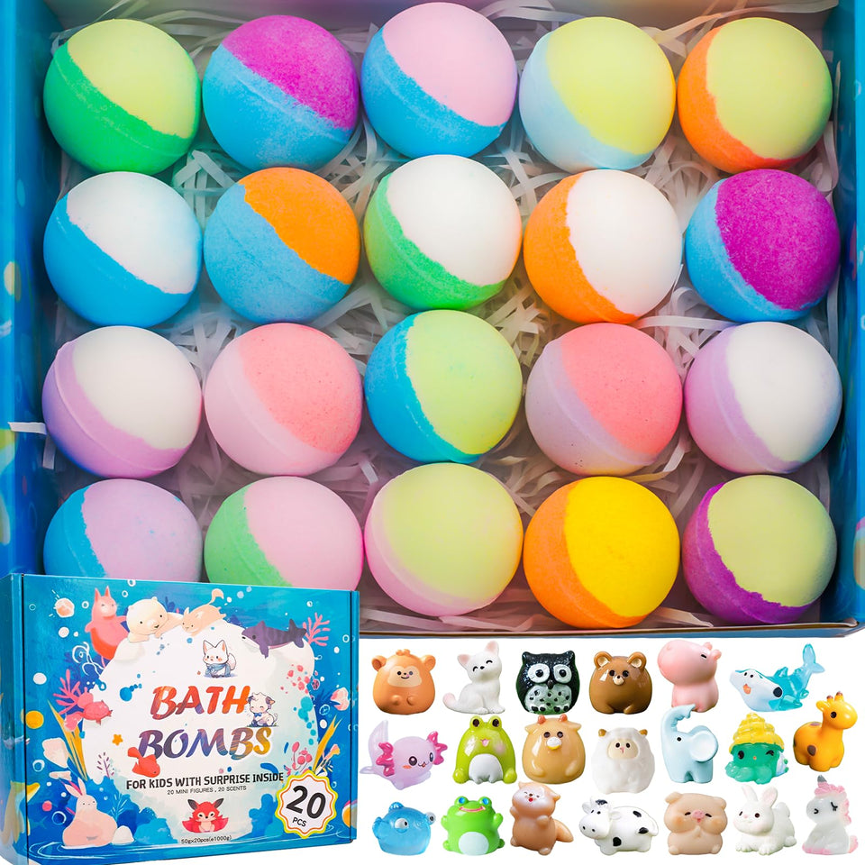GDXINYES front packaging of 20 bath bombs showing colorful box and contents for easy gifting