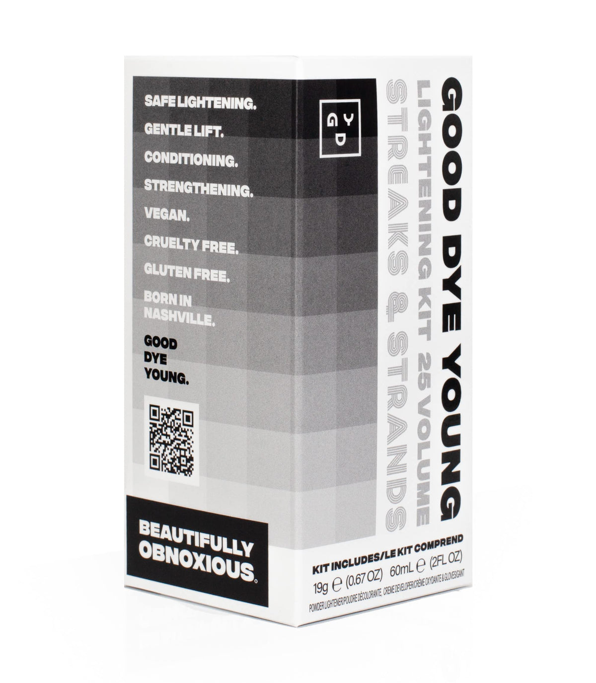 Good Dye Young styled hair with bright streaks showing color-ready base