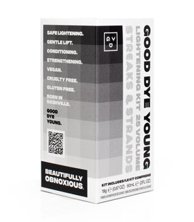 Good Dye Young styled hair with bright streaks showing color-ready base