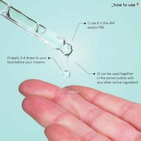Geek & Gorgeous serum on hand for size comparison, shows easy absorbency