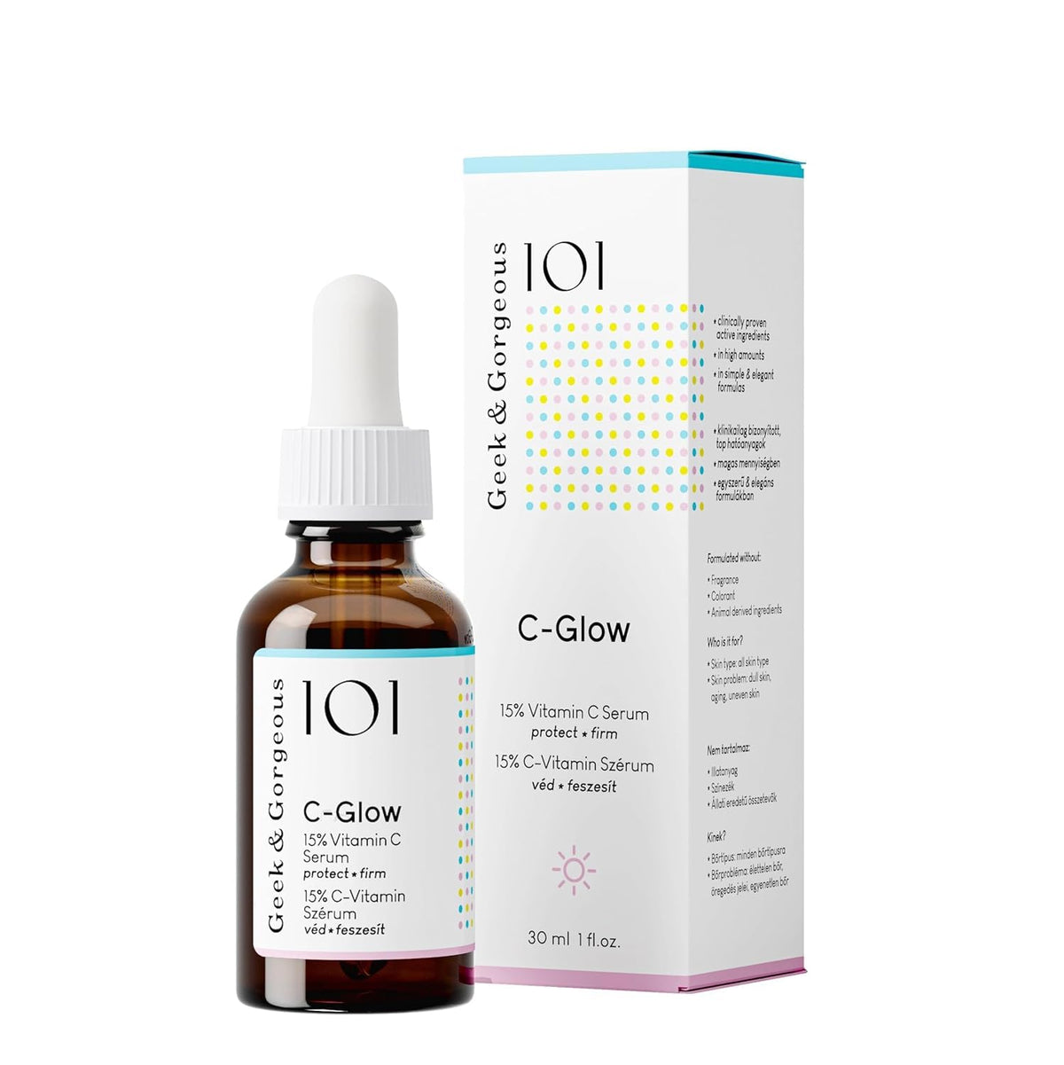 Geek & Gorgeous dropper dispensing serum highlighting precise application benefit