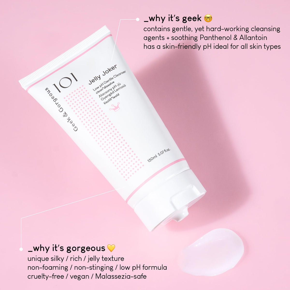 Geek & Gorgeous Jelly Joker pump dispensing gel demonstrating easy, controlled use