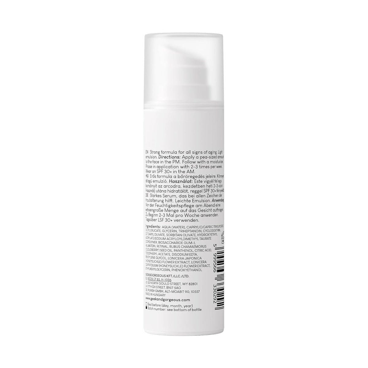 Geek & Gorgeous silky serum texture close-up demonstrating lightweight feel