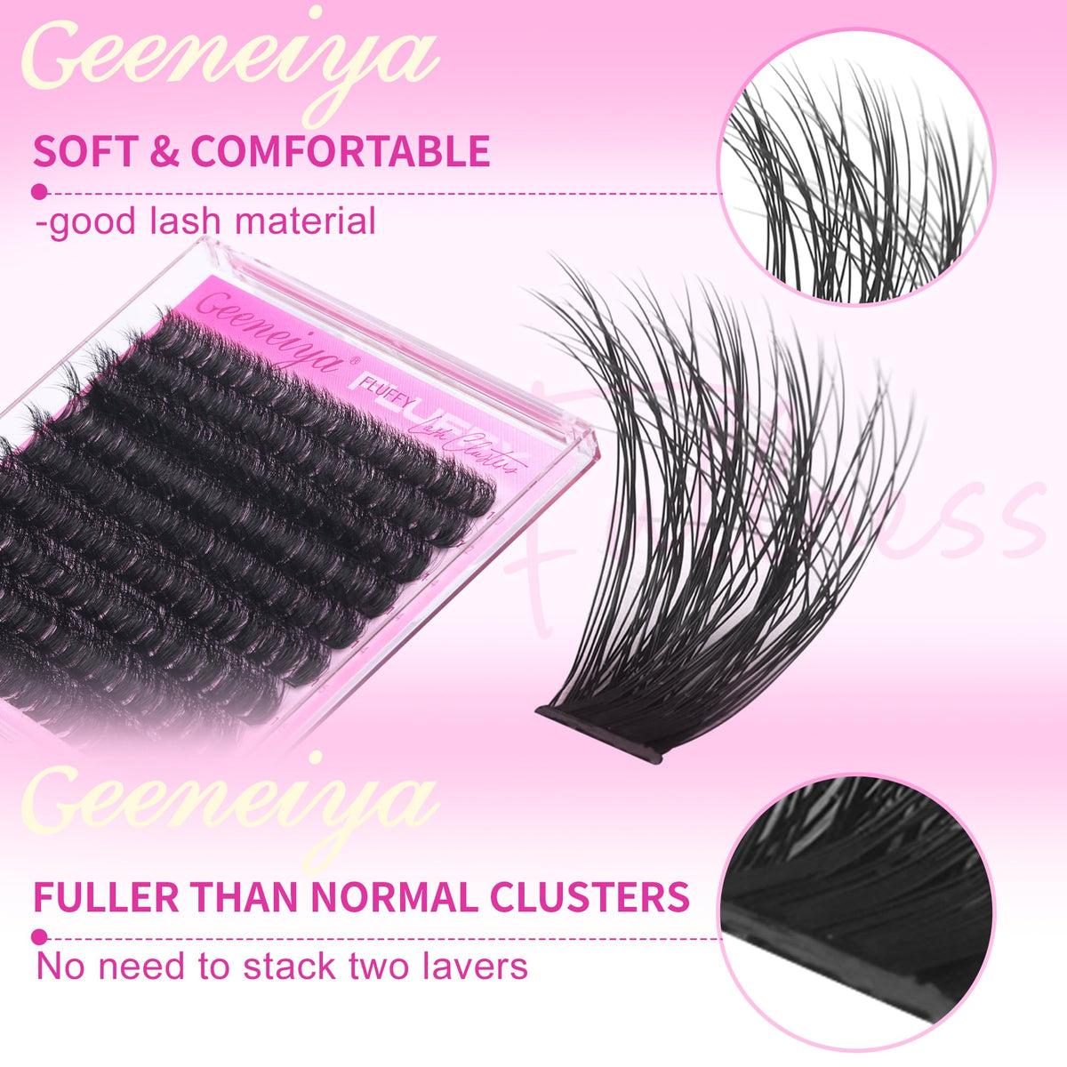 Geeneiya hand applying clusters for DIY ease and faster results