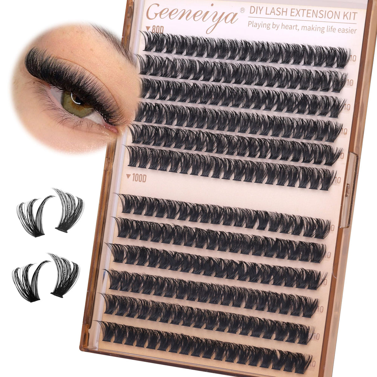 Geeneiya applying clusters with tweezers for precise DIY application benefit