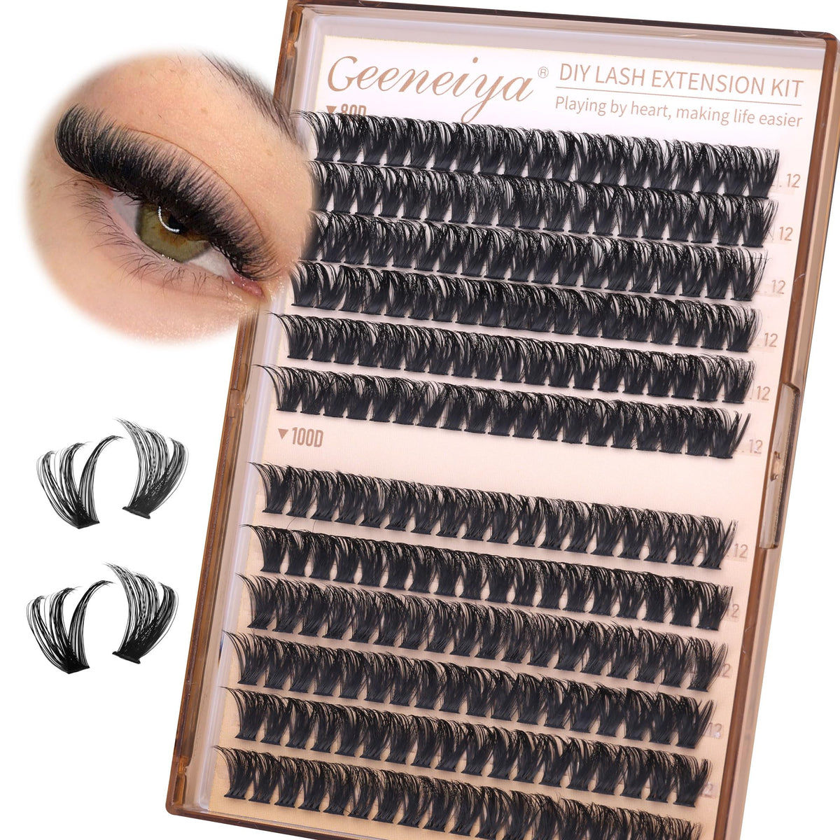Geeneiya applying clusters with tweezers demonstrating precise DIY placement