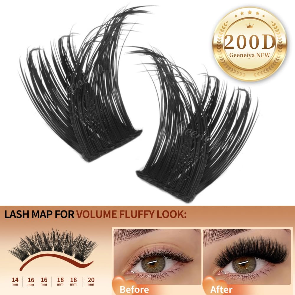 Geeneiya close-up of dense 200D cluster fibers showing texture and fullness benefit