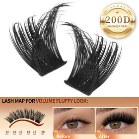 Geeneiya close-up of dense 200D cluster fibers showing texture and fullness benefit