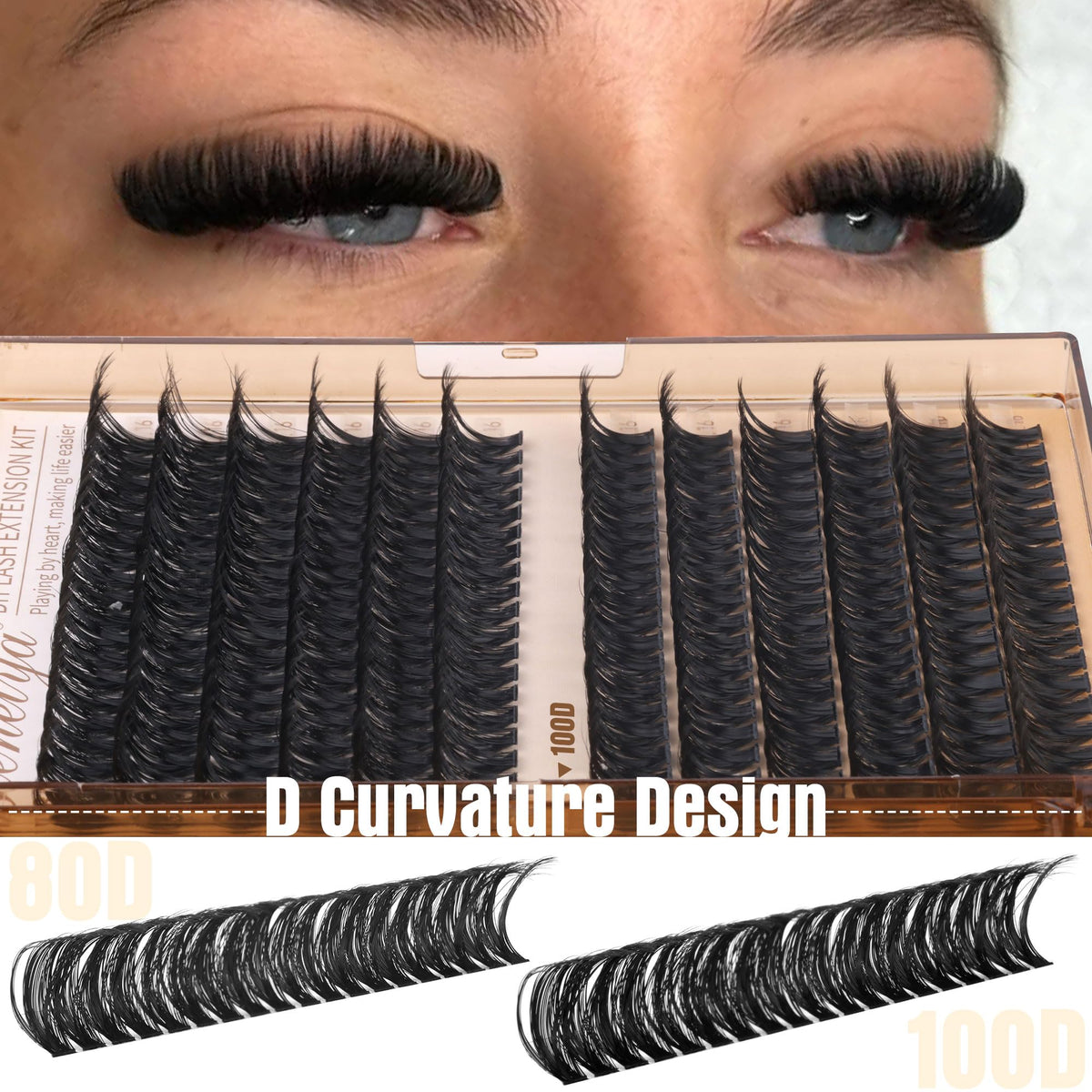 Geeneiya close-up of tapered cluster tips showing natural blendability and soft finish