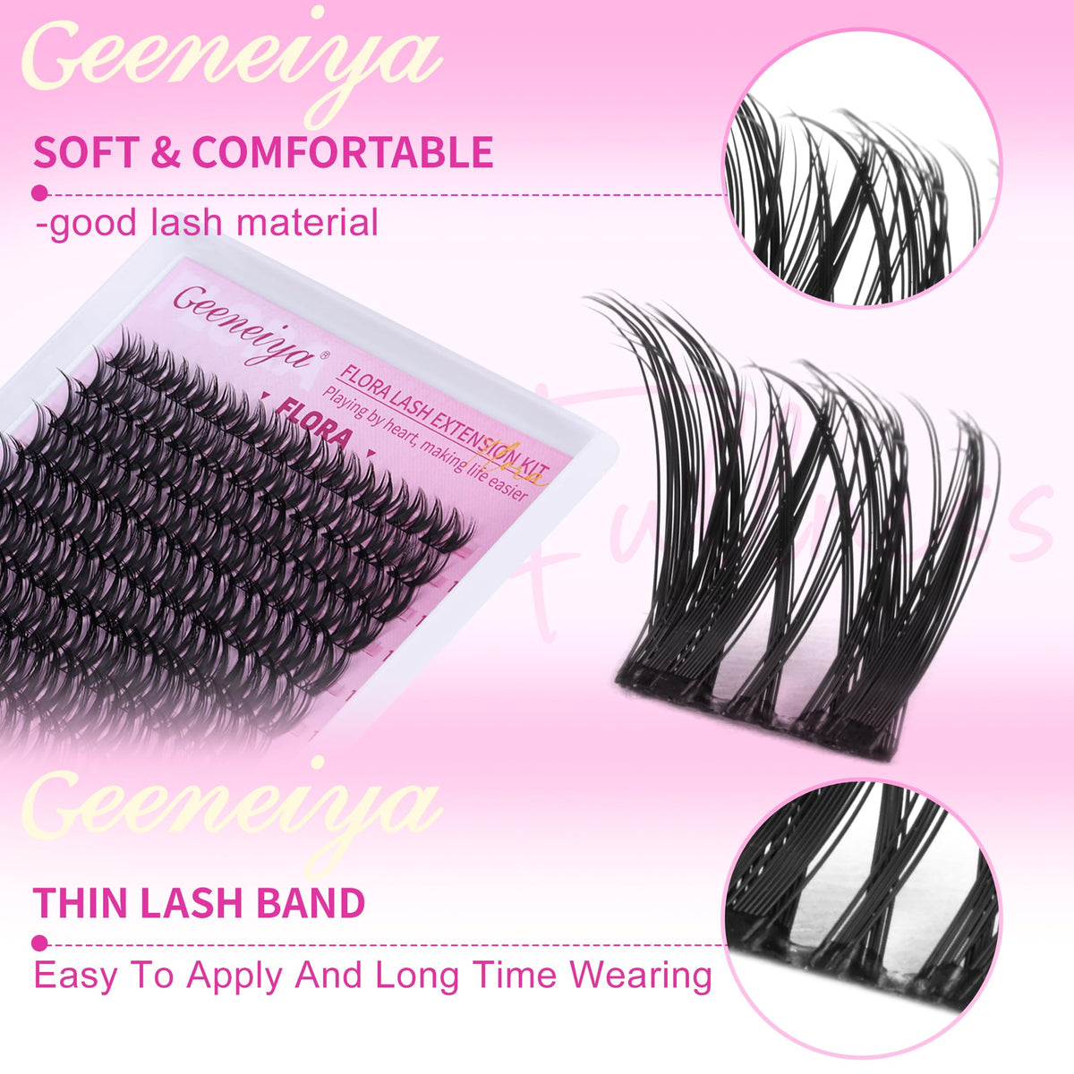 Geeneiya FLORA length spread 8–18mm showing customization options