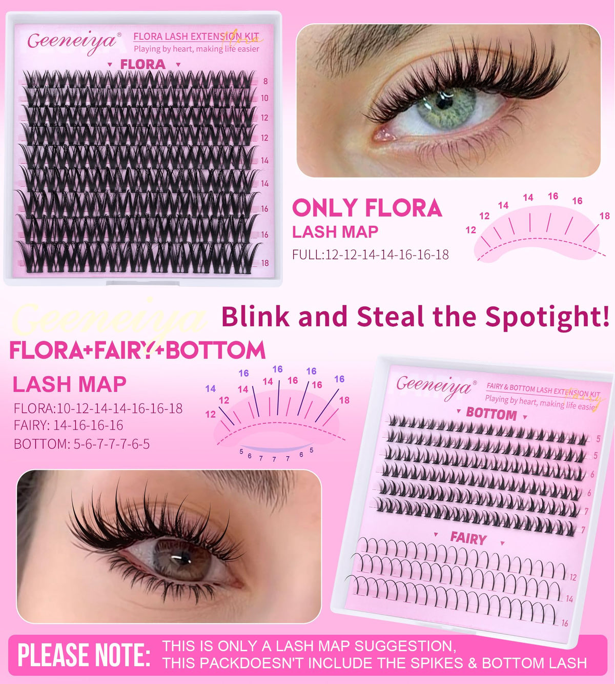 Geeneiya FLORA on model wearing subtle daytime lifted lashes