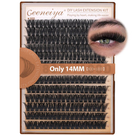 Geeneiya front packaging showing 14mm clusters and kit contents for easy at-home application