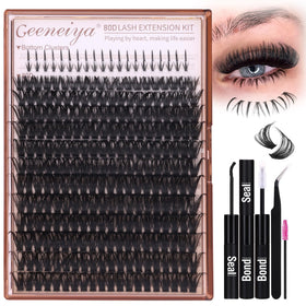 Geeneiya front packaging showing complete cluster lash kit benefit quick start