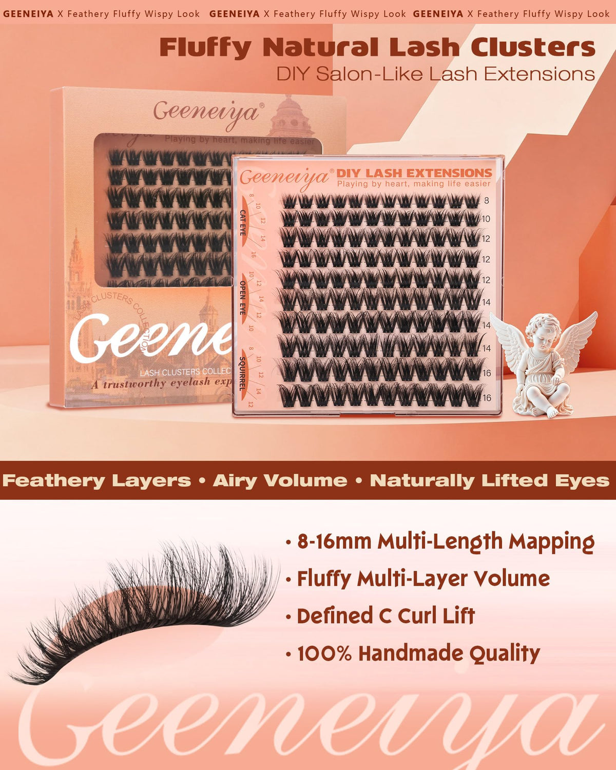 Geeneiya lashes on model creating a lifted, natural-looking eye finish