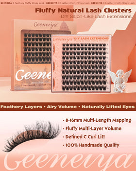 Geeneiya lashes on model creating a lifted, natural-looking eye finish