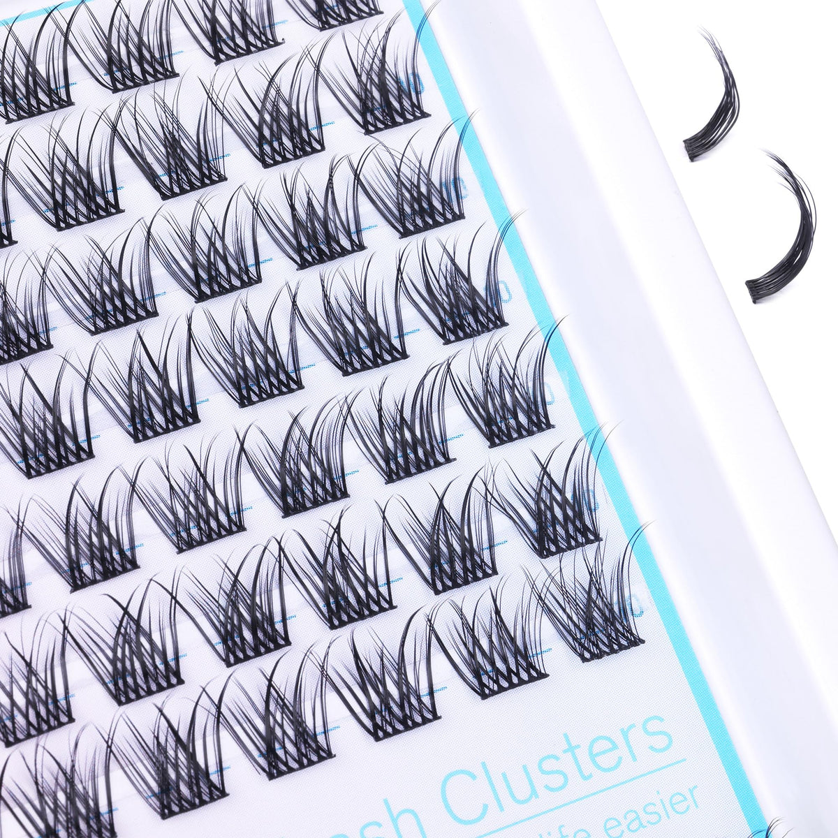 Geeneiya thin base cluster close-up, seamless blend with natural lashes