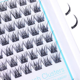 Geeneiya thin base cluster close-up, seamless blend with natural lashes