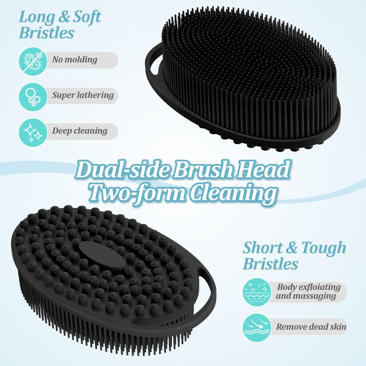 GEENOA macro of soft silicone bristles illustrating gentle lathering and quick-dry hygiene