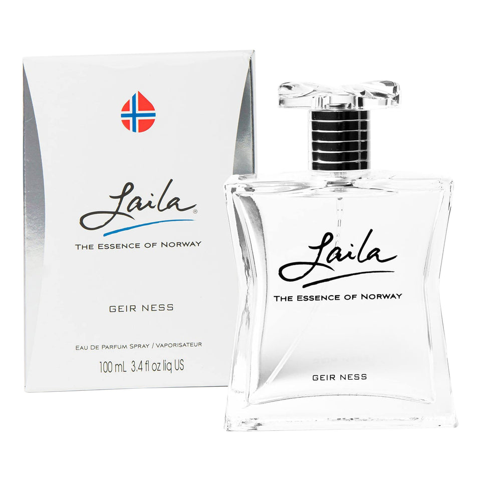 Geir Ness Laila front bottle showing elegant design and fresh scent benefit