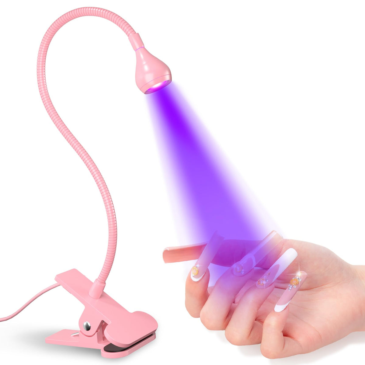 Geisofu front view pink lamp showing compact design and fast curing benefit